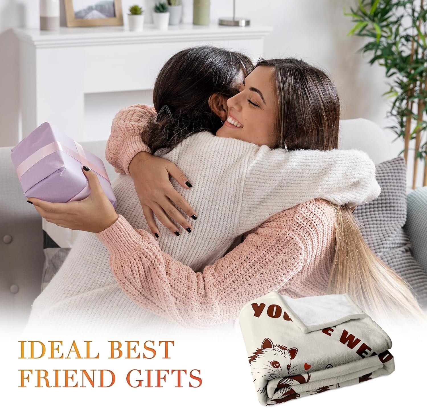Best Friend Birthday Gifts for Women Friendship, Friendship Gifts for Best Friend Women, Cozy Best Friends Throw Blanket, Cute Raccoon and Opossum Blanket