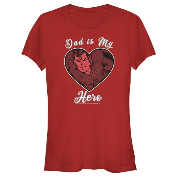 Junior's Superman Valentine's Day Dad is My Hero Graphic Tee Red 2X Large