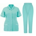thumbnail image 1 of Styesk Sarraus pour Femmes Ensembles de Sarraus Extensibles à Empiècements Pantalons de Sarrau Taille Haute Col à Revers Haut de Sarrau à Manches Courtes Ensemble 2 Pcs d'Uniformes d'Infirmière avec Poches Sarraus Confortables Grande Taille Tenue de Travail, 1 of 6