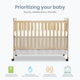 thumbnail image 6 of Dream On Me Carson Classic 3-in-1 Portable Crib in Natural, Removable Wheels, Converts from Baby Crib to Toddler Bed, Day Bed and Kids Sofa, Three Adjustable Mattress Height Positions, 6 of 8