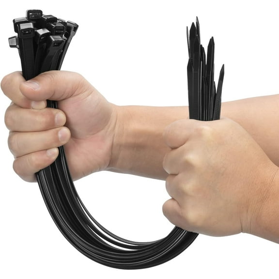 16 Inch Black Large Zip Ties Heavy Duty 100 PCS, 200 LBS Ultra Strong Plastic Wire Ties, Large Cable Ties Extra Long Tie Wraps, Indoor and Outdoor UV Resistant