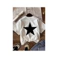 thumbnail image 1 of Women's Casual Oversized Graphic T-Shirt - Soft Stretch Short Sleeve Top with Bold Black Star Print, Loose Fit Round Neck for Spring Summer Fall, High-Quality Durable Printing Design, 1 of 6