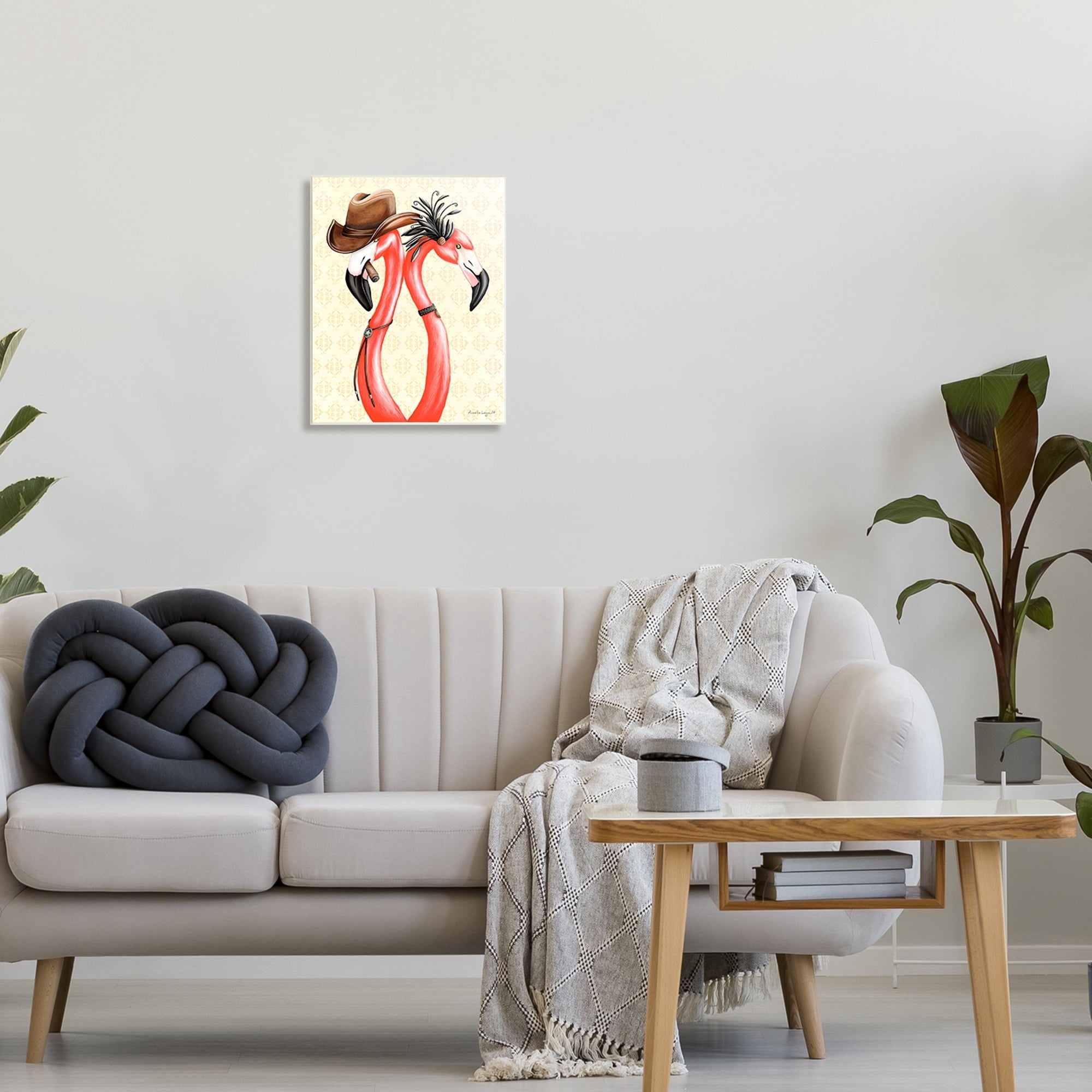 Stupell Industries Vintage Flamingos Cowboy Hat Antique Fashion Outfit Graphic Art Unframed Art Print Wall Art, Design by Amelie Legault