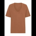 thumbnail image 2 of Camisetas de Mujer con Cuello en V, Corta, Informales, Holgadas, de Verano Color Café L, 2 of 7