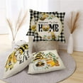 thumbnail image 4 of 1Pc/2Pcs/4Pcs Spring Summer Yellow Bumble Bee Happy Gnome Decorative Throw Pillow Cover, Black Buffalo Plaid Honey Themed Home Decoration, Farmhouse Cushion Case Outdoor Decors,16/18/20inch, 4 of 7