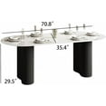 thumbnail image 5 of 71" Oval Modern Dining Table for 6, White Sintered Stone Tabletop with Black Wooden Dual-Pedestal, Round Kitchen Table for Dining Room (Table Only), 5 of 6