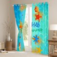 thumbnail image 3 of Manfei Kawaii Sea Starfish Black Out Curtains for Kid, Hello Summer Curtains Pack of 2 (42x63 Each), Aqua Marine Ocean Theme Bedroom Curtains, Curtains and Drapes Home Decor, 3 of 6