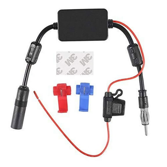 ACEIRMC Universal Car Stereo FM Radio Antenna Signal Booster Amplifier Amp,12V Power Supply Motorola DIN Plug Connector Adapter for Vehicle Truck SUV Car Audio Radio Stereo Media Head Unit Receiver