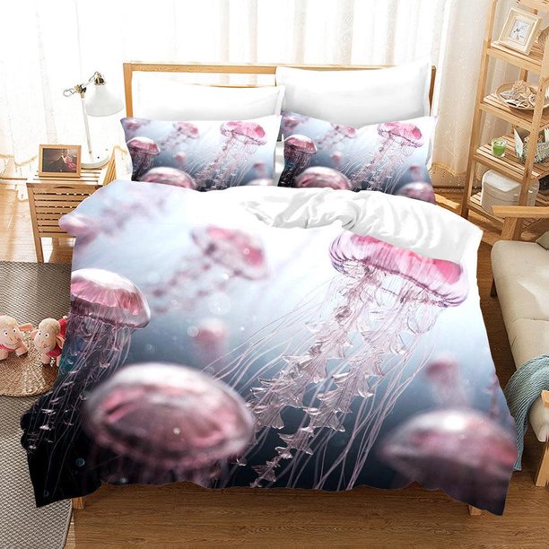 3D Medusa Rosa Funda de edredón Juego de ropa de cama Fundas de almohada 64