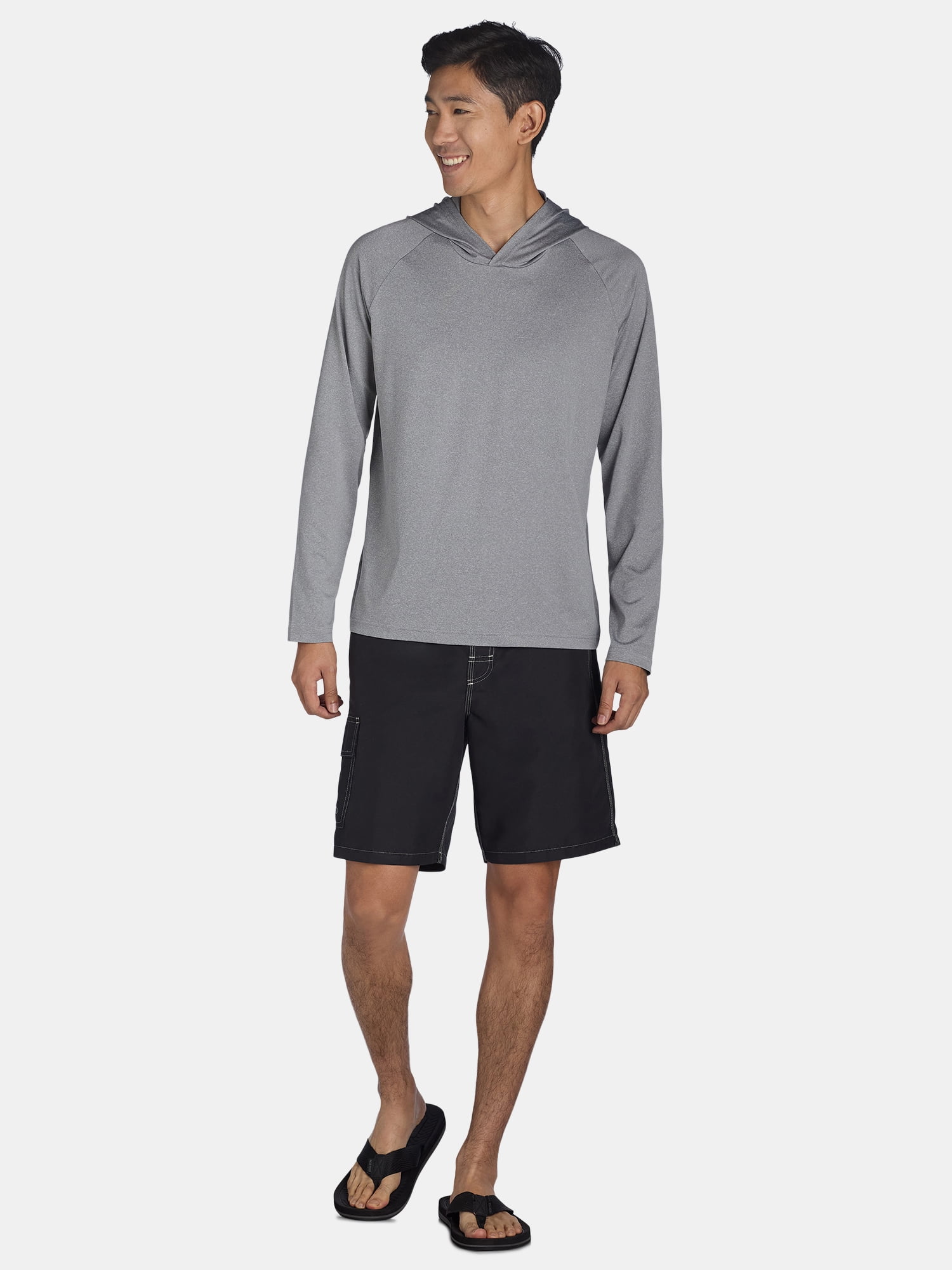 George Men's and Big Men's Hooded Sun Shirt with Long Sleeves, UPF 50+, Sizes S-3XL
