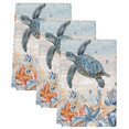 thumbnail image 2 of Sea Turtle Coastal Kitchen Towels Set of 3, Summer Coral Starfish Blue Grey Wood Absorbent Dish Towels for Kitchen, Microfiber Hand Towel, Quick Drying Tea Towel for Cleaning Decorative Dishcloths, 2 of 7