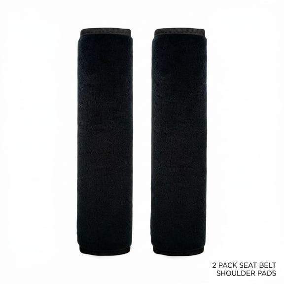CNDRLEF Seat Belt Cover Pads, Soft Shoulder Cushion w/Velcro, Universal Seatbelt Strap Cover for Adults & Backpack Straps, Black, 2-Pack