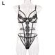 thumbnail image 1 of Mono de lencería Sexy Hollow Flower Lace Erotic Vendaje Body, S, Negro Scienceny XX000114-08, 1 of 7