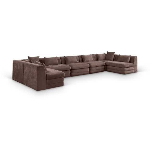 Meridian Furniture Stellar 190" Brown Chenille Fabric 7Pc. Modular Sectional