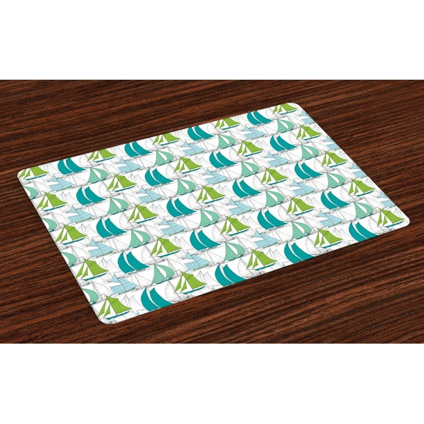 Nautical Placemats Set of 4 Sailing Boats on the Ocean Surfing Coastal