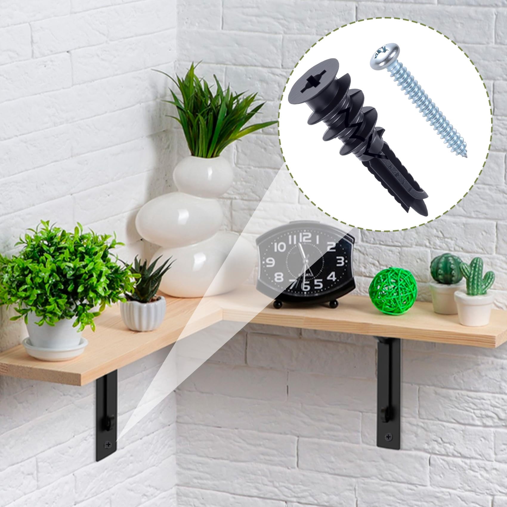 40pcs Self-Drilling Anchors with Screws, Heavy Duty Drywall Anchors Screws Kits, Metal Dry Wall Anchors for Shelves, Clocks, Home Decoration - Black