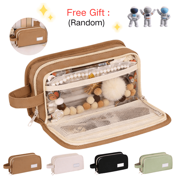 chaungfeng Large Capacity Pencil Case Pen Bag, Retro Style Stationery Bag Office Storage Bag Dirt-Resistants Pouch Holder Box Organizer, Aesthetic Cute Pencil Case with Zipper