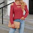 thumbnail image 2 of GigrtiJin Womens Cold Shoulder Tops Cut out Neck Long Sleeve Solid Color Shirts off Shoulder Casual Tunic Top Blouse, 2 of 8