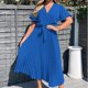 thumbnail image 4 of Vestido de mujer A Line Elegante vestido largo con cuello en V para cóctel de boda (Azul S) FLhrweasw Para estrenar, 4 of 8