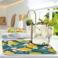 thumbnail image 3 of GZHJMY Lemon Flower Blue Dish Drying Mat Countertop Protector Kitchen Decor 18" × 24", 3 of 6