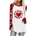 thumbnail image 2 of Summer Tops for Women Viikei Womens Sweatshirts with No Hood,Ladies Casual Valentine's Day Printed Pullover with Shoulder Sleeves Long Sleeved Round Neck TopShirt Red M, 2 of 5