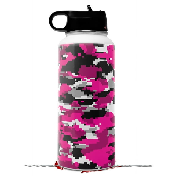 Skin Wrap Decal compatible with Hydro Flask Wide Mouth Bottle 32oz WraptorCamo Digital Camo Hot Pink (BOTTLE NOT INCLUDED)