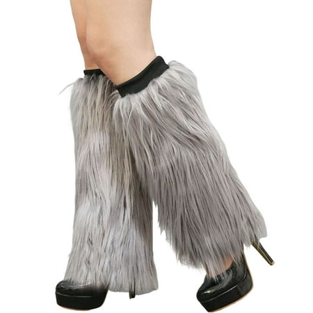 

1 Pair Female Leggings Medium Tube Solid Soft Anti-cold Warm Keeping Faux Fur Knee-length Hipster Warm Sock for Daily