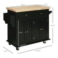 thumbnail image 3 of Cterwk Rubberwood Top Kitchen Island with Wheels, Rolling Kitchen Cart with Spice Rack and Towel Rack and Drawers, Black, 3 of 9