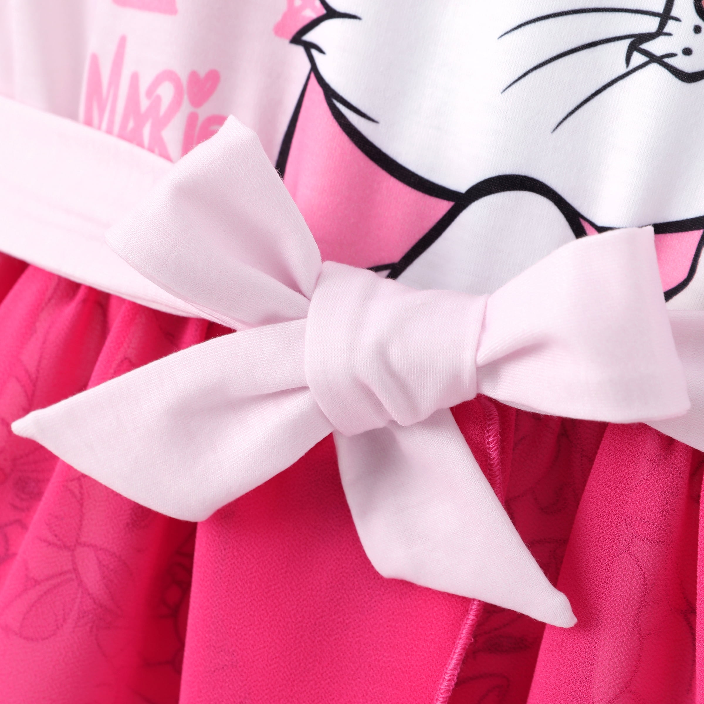 Disney Marie Girls Romper Dresses Bow Paris Eiffel Cat Graphic Pink Elegant Tulle Skirt Summer Outfit Baby Toddlers 2T