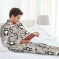 thumbnail image 6 of Naloa Cartoon Bear Brown Men’s Pajamas Set - Long Sleeve Button Down Sleep Shirt and Pajama Bottoms Sleepwear Set-Medium, 6 of 7