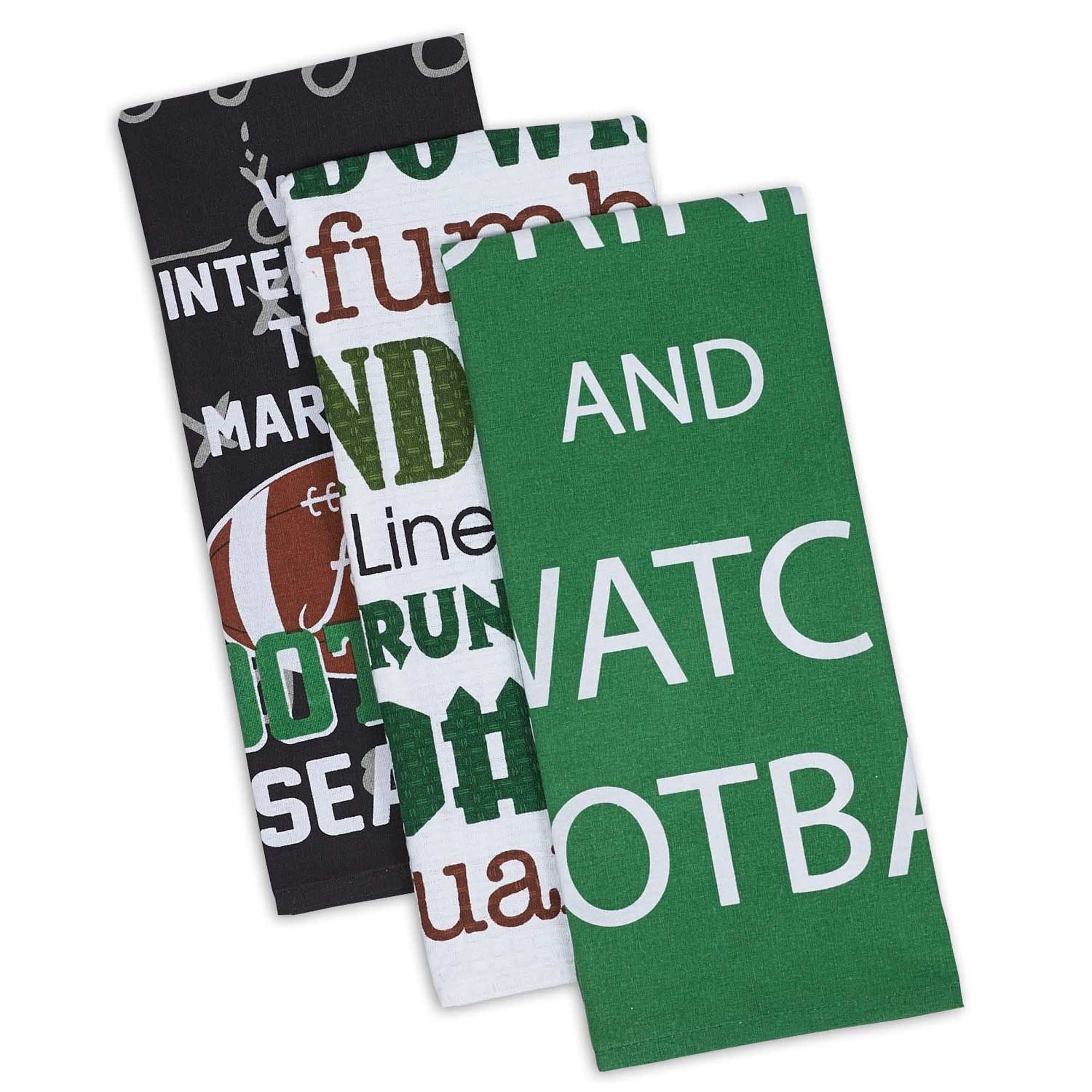 Set of 3 Football Design Dish Towel, 18"