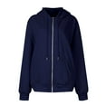 thumbnail image 6 of BRDFRL Women's Oversized Zip Up Hoodies Fleece Jacket Casual 2024 Fall Winter Sweatshirts Drawstring Y2K Hoodies Teen Girls Dark Blue L, 6 of 6