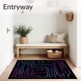 thumbnail image 3 of ODIKA 6'x9' Machine Washable Non-Slip Area Rug, Futuristic Digital Circuit Aesthetic Artistic High Traffic Rug with Pad, Pink, 699962, 3 of 8