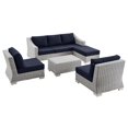 thumbnail image 2 of Modway Conway 5-Piece Outdoor Patio Wicker Rattan Furniture Set in Light Gray Navy, 2 of 10