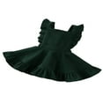 thumbnail image 2 of Girls Solid Color Suspender Skirt  Sleeveless Square Collar Large Hem High Waist Dress with Ruffles, 2 of 7