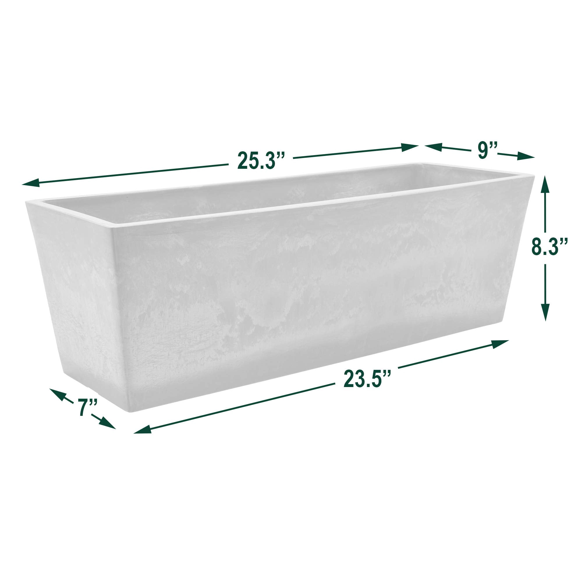 Plastic Stone Wood Composite Simplicity Window Box Planter with Drillable Drainage Hole Cement Color 17.5 x 7 x 6 Inches