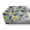 thumbnail image 3 of Modern Soft Flannel Fleece Throw Blanket, Geometrical Retro 80s Themed Image Lines Circles and Spots Print, Cozy Plush for Indoor and Outdoor Use, 50" x 70", Blue Yellow and Black, by Ambesonne, 3 of 6