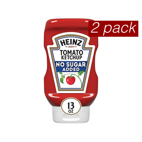 Heinz Tomato Ketchup with No Sugar Added (13 oz Bottle) 2 PACK