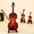 thumbnail image 4 of 20cm Mini réplica de modelo de violín en miniatura con soporte y estuche, decoración de adornos de instrumentos musicales, 4 of 5