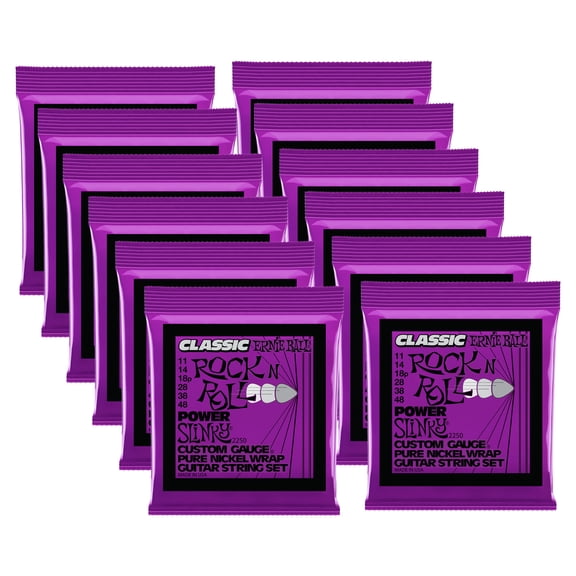 12 PACK Classic Ernie Ball 2250 Rock N Roll Power Slinky Electric Guitar Strings 11-48