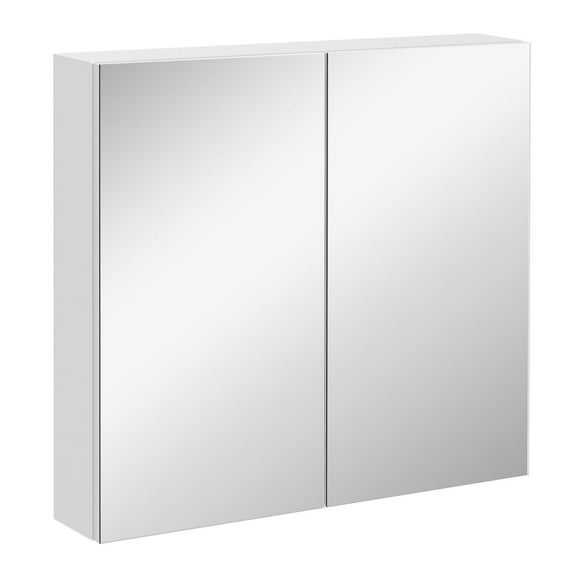 COCOKUN Mirrored Medicine Cabinet 24x22 Inch, Steel Frame Wall-Mounted with Double Doors, White 