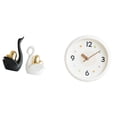 thumbnail image 1 of Elegante juego de figuras de pareja de cisnes y reloj de pared moderno para el hogar, la oficina, la sala de estudio, la entrada, la mesa y la estante, 1 of 8