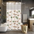 thumbnail image 3 of Vintage Camel No Hook Shower Curtain with Snap in Liner Coconut Trees Bohemia Tribe Geometric Waterproof Bathroom Shower Curtain with See Through Top Window for Bathtub 54" x 78", 3 of 9