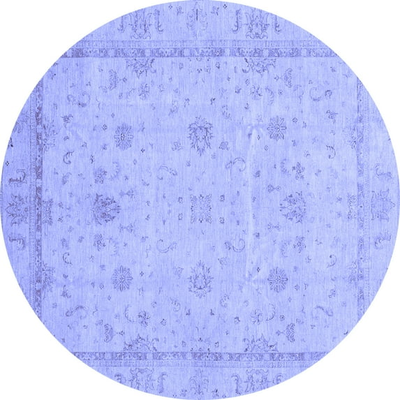 Ahgly Company Indoor Round Oriental Blue Traditional Area Rugs, 4' Round