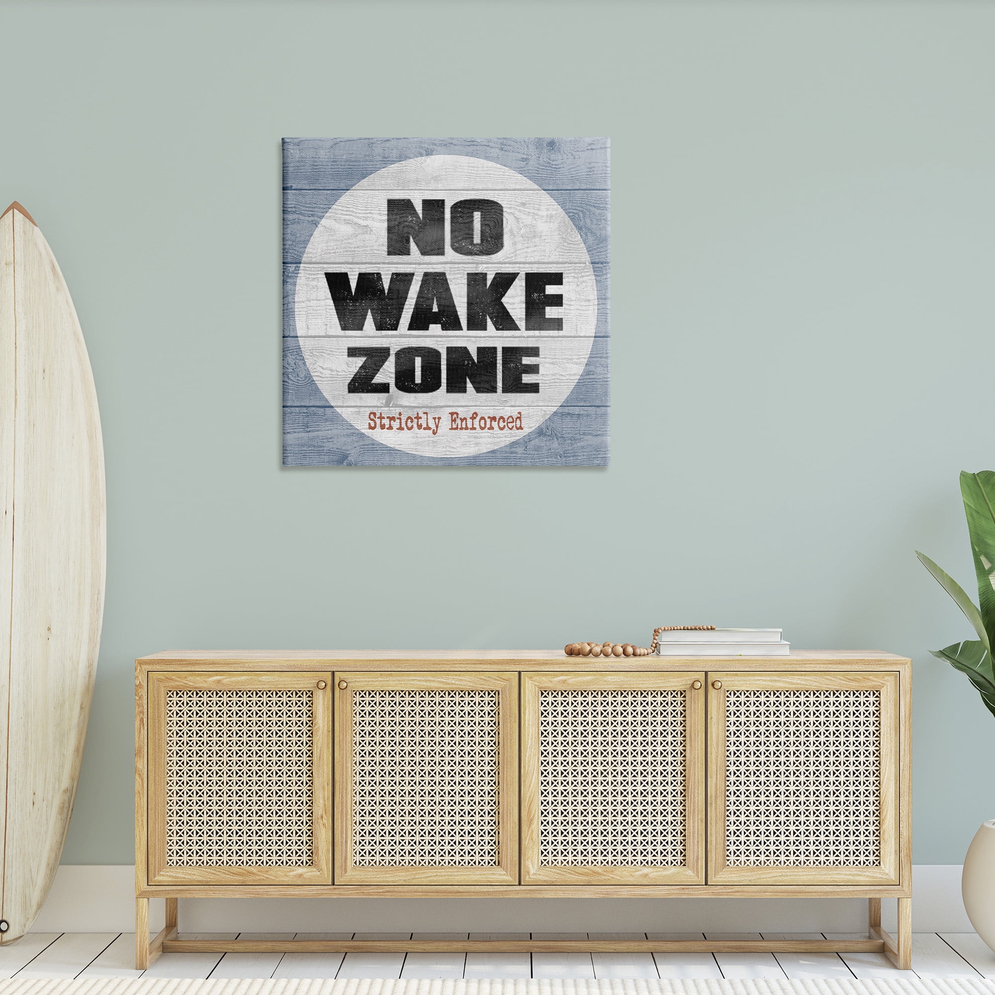 Stupell Industries No Wake Zone Beach Planks Nature Painting Gallery Wrapped Canvas Art Print Wall Art, 36 x 36