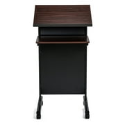 Audio-Visual Direct Lectern (45 H x 17 D x 23 L) Modern Wood & Metal Podium Wheels -Cherry/Black-