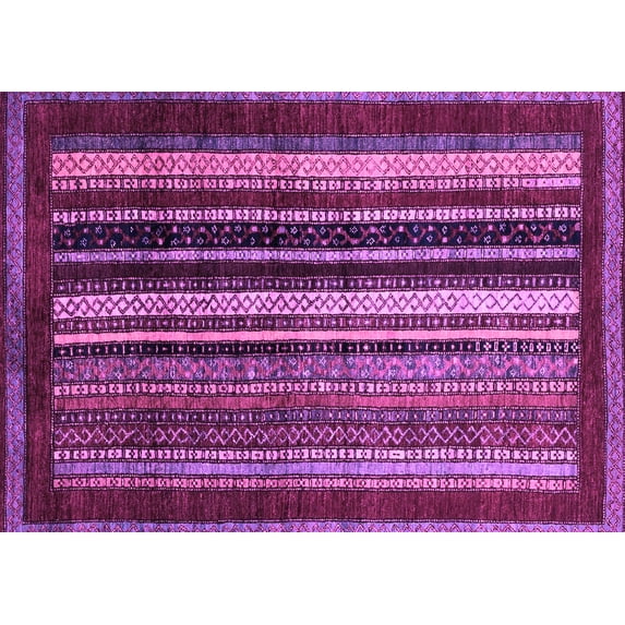 Ahgly Company Indoor Rectangle Abstract Purple Modern Area Rugs, 3' x 5'