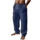 thumbnail image 2 of Ceisia Men's Lightweight Cotton Linen Pants Elastic Waist Drawstring Baggy With Four Large Pockets Pj Casual Navy XL Gift, 2 of 9