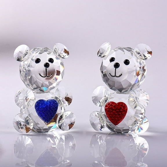 2pcs Crystal Baby Bear Figurine Collection Animal Paperweight Table Centerpiece