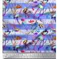 thumbnail image 1 of Soimoi Rayon Fabric Stripe,Coral & Jellyfish Ocean Print Sewing Fabric Yard 42 Inch Wide, 1 of 1